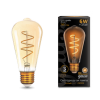157802006, Лампа Gauss Filament ST64 6W 360lm 2400К Е27 golden flexible LED 1/10/40