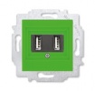 2CHH290040A6067, USB зарядка двойная ABB Levit зелёный, 5014H-A00040 67W