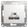 GSL000133, GLOSSA USB РОЗЕТКА, 5В/2100мА, 2х5В/1050мА, механизм, БЕЛЫЙ