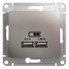 GSL001233, GLOSSA USB РОЗЕТКА, 5В/2100мА, 2х5В/1050мА, механизм, ПЛАТИНА