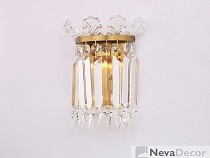 NEWPORT 10320 10323/A brushed brass , Бра, Brushed brass Clear crystal L25*H30*Sp12 cm G9 3*60W, М00