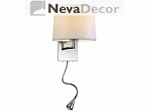 NEWPORT 14000 14102/A LED white , Бра, Chrome Shade white gauze L22*H27*Sp27/гибкая часть 31.5 cm E2
