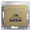 GSL000433, GLOSSA USB РОЗЕТКА, 5В/2100мА, 2х5В/1050мА, механизм, ТИТАН