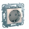 MGU5.057.25ZD, UNICA РОЗЕТКА с зазем., со штор., с быстрозажим. клеммами, 16 А, 250 В, БЕЖЕВЫЙ