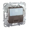 MGU5.421.12ZD, UNICA TOP РОЗЕТКА компьют., RJ45, одиноч., кат. 5е, с полем для надп., ГРАФИТ