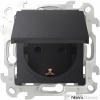 Розетка IP44 с крышкой, заземлением и шторками Schuko 2Р+Е 16A 250В~ цвета графит S24 Harmonie