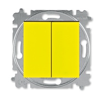 2CHH590545A6064, Выключатель двухклавишный ABB Levit жёлтый / дымчатый чёрный, 3559H-A05445 64W