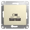 GSL000233, GLOSSA USB РОЗЕТКА, 5В/2100мА, 2х5В/1050мА, механизм, БЕЖЕВЫЙ
