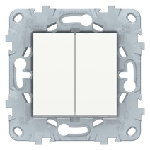NU521518, UNICA NEW переключатель 2-клав, перекрестный, 2 x сх. 7, 10 AX, 250 В, белый