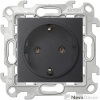 Розетка с заземлением Schuko 2Р+Е 16A 250В~ цвета графит S24 Harmonie