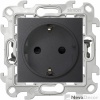 Розетка с заземлением и шторками Schuko 2Р+Е 16A 250В~ с системой Push&Go цвета графит S24 Harmonie
