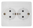 Розетка двойная с заземлением и шторками Schuko 2x2Р+Е 16A 250В~ моноблок белого цвета S15