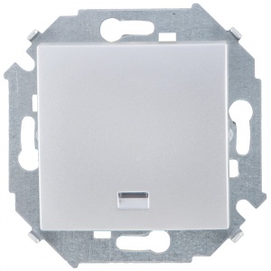 Кнопочный выключатель с подсветкой 16A 250В~ цвета алюминий S15