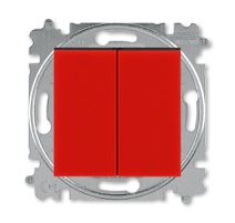 2CHH590545A6065, Выключатель двухклавишный ABB Levit красный / дымчатый чёрный, 3559H-A05445 65W