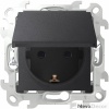 Розетка IP44 с крышкой, заземлением и шторками Schuko 2Р+Е 16A 250В~ с системой Push&Go цвета графит