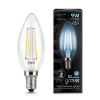 103801209, Лампа Gauss Filament Свеча 9W 710lm 4100К Е14 LED 1/10/50