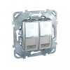 MGU5.2424.30ZD, UNICA TOP РОЗЕТКА компьют., RJ45, двойная, кат. 6, с полем для надп., АЛЮМИНИЙ