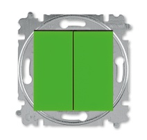 2CHH590545A6067, Выключатель двухклавишный ABB Levit зелёный / дымчатый чёрный, 3559H-A05445 67W