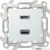 Розетка HDMI v1.4 + USB 2.0 для передачи данных белого цвета S24 Harmonie 