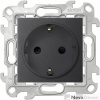 Розетка с заземлением и шторками Schuko 2Р+Е 16A 250В~ цвета графит S24 Harmonie