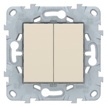NU521544, UNICA NEW переключатель 2-клав, перекрестн, 2 x сх. 7, 10 AX, 250 В, бежевый