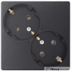 Розетка двойная с заземлением Schuko 2х2Р+Е 16A 250В~ цвета графит S24 Harmonie