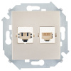 1591593-034, Розетка для передачи данных 2xRJ45 Cat.5e UTP (Systimax) цвета шампань S15