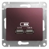 GSL001133, GLOSSA USB РОЗЕТКА, 5В/2100мА, 2х5В/1050мА, механизм, БАКЛАЖАНОВЫЙ