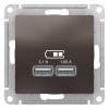 ATN000633, Atlas Design usb розетка a+a, 5в/2,1 а, 2х5в/1,05 а, механизм, мокко