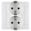 Розетка двойная с заземлением Schuko 2x2Р+Е 16A 250В~ моноблок цвета шампань S15