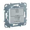 MGU5.421.18ZD, UNICA РОЗЕТКА компьютерная, RJ45, одиночная, с полем для надписи, кат. 5е, БЕЛЫЙ