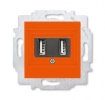 2CHH290040A6066, USB зарядка двойная ABB Levit оранжевый, 5014H-A00040 66W