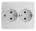 1590456-030, Розетка двойная с заземлением Schuko 2x2Р+Е, без шторок, 16А 250В, винт. зажим, белый