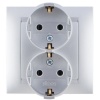 Розетка двойная с заземлением Schuko 2x2Р+Е 16A 250В~ моноблок цвета алюминий S15