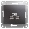 GSL001333, GLOSSA USB РОЗЕТКА, 5В/2100мА, 2х5В/1050мА, механизм, ГРАФИТ