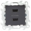 Зарядное устройство 2хUSB 5В 2.4A 230В~ цвета графит S24 Harmonie