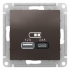 ATN000639, ATLASDESIGN USB РОЗЕТКА A+С, 5В/2,4А, 2х5В/1,2А, механизм, МОККО
