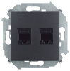 1591552-038, Розетка для передачи данных 2xRJ45 Cat.5e UTP (AMP) цвета графит S15