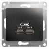 GSL000733, GLOSSA USB РОЗЕТКА,5В/2100мА, 2х5В/1050мА, механизм, АНТРАЦИТ