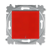 2CHH590146A6065, Выключатель одноклавишный с подсветкой ABB Levit красный / дымчатый чёрный, 3559H-A