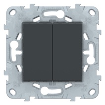 NU521554, UNICA NEW переключатель 2-клав, перекрестный, 2 x сх. 7, 10 AX, 250 В, антрацит