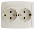 1590456-031, Розетка двойная с заземлением Schuko 2x2Р+Е, без шторок, 16А 250В, винт. зажим, сл. к.