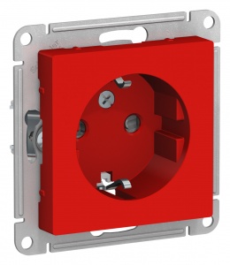 ATN002045, Atlas Design розетка с заземлением со шторками, 16а, механизм, красный