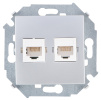 1591593-033, Розетка для передачи данных 2xRJ45 Cat.5e UTP (Systimax) цвета алюминий S15