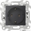 Розетка с заземлением Schuko 2Р+Е 16A 250В~ с системой Push&Go цвета графит S24 Harmonie