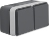 47843515, Штепсельная розетка SCHUKO, W.1, с откидной крышкой, 2-местная, цвет: серый