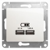 GSL000633, GLOSSA USB РОЗЕТКА, 5В/2100мА, 2х5В/1050мА, механизм, ПЕРЛАМУТР