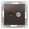 ATN000689, Atlas Design розетка двойная тв + компьютерная rj45, кат. 5е, мокко