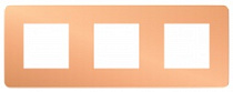 NU280658, UNICA STUDIO рамка 3-постовая, МЕДЬ/антрацит