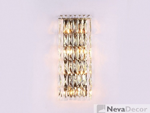 NEWPORT 10120 10129/A gold , Бра, Polished champagne gold Clear crystal L25.5*H64*Sp7.5 cm G9 8*60W,